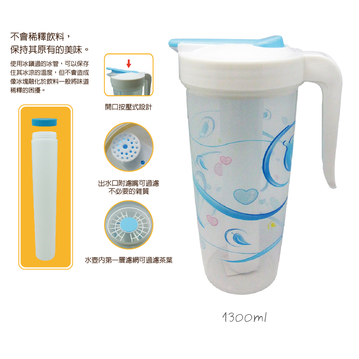 安妮兔冰柱濾茶壺-1300ml