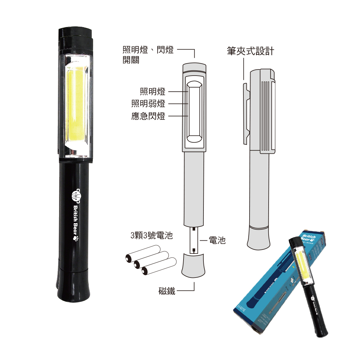 英國熊露營工具探照燈