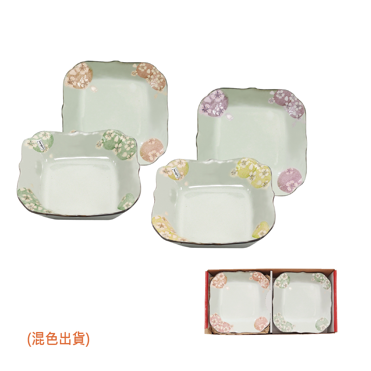 松村窯手造8.25吋荷口櫻花盤4入