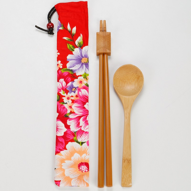 花布束口袋碳化筷