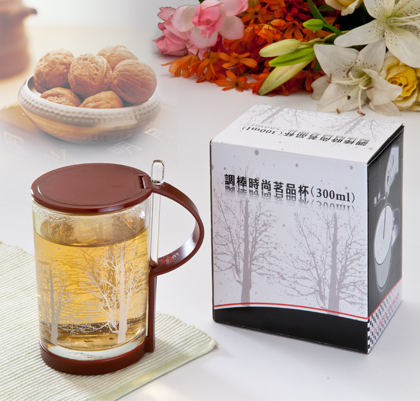 300cc調棒時尚茗品玻璃杯-咖啡色單入(玻璃調棒)