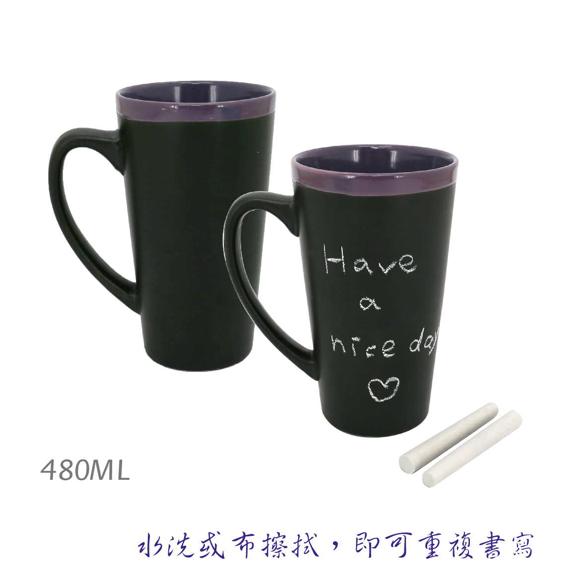 松村窯留言板馬克杯附筆480cc-二入