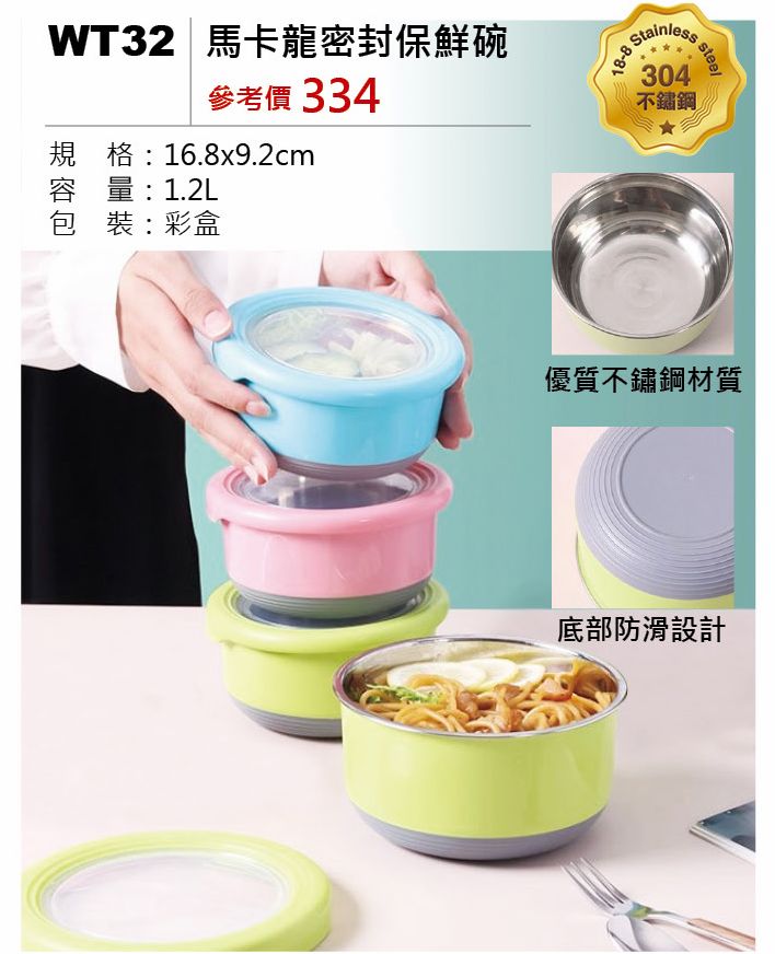 馬卡龍密封保鮮碗-1.2L-混出