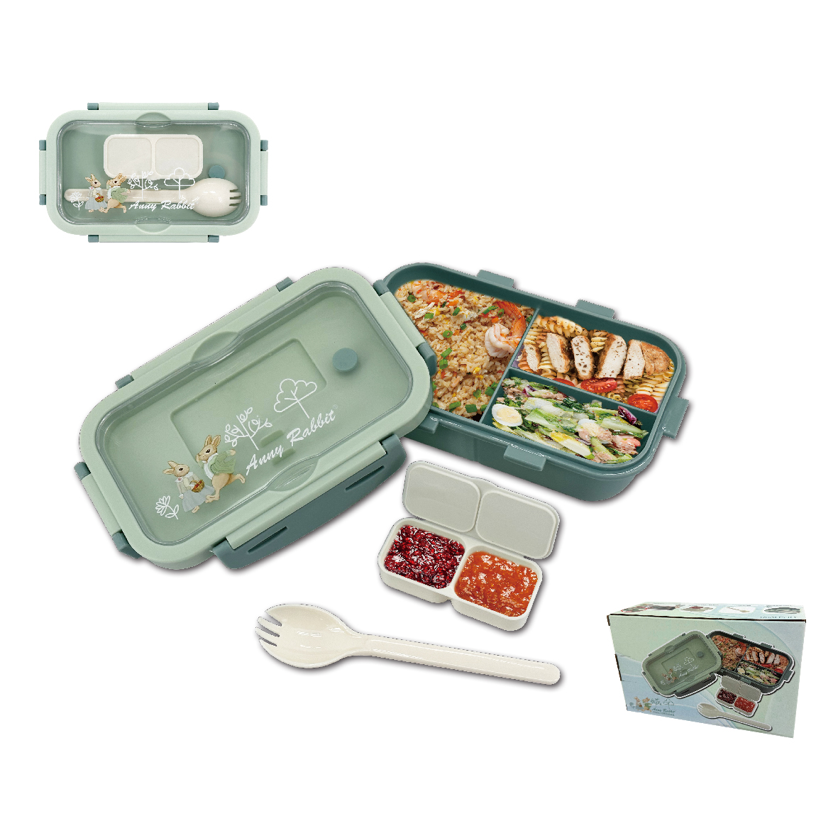 安妮兔三格輕食便當盒-盒裝