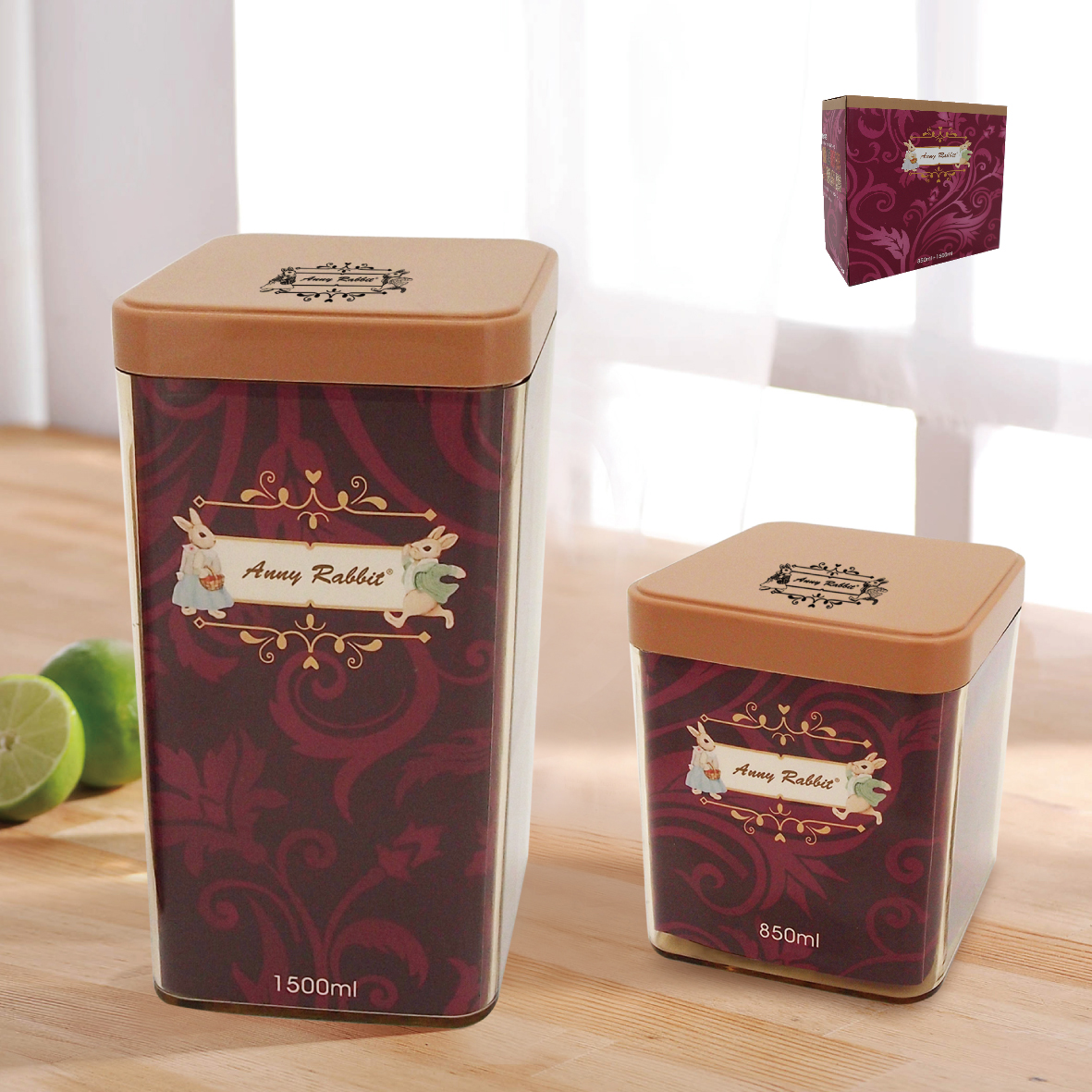 安妮兔透亮儲物罐2入組