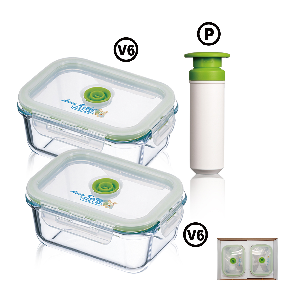 安妮兔真空玻璃保鮮組PV6V6