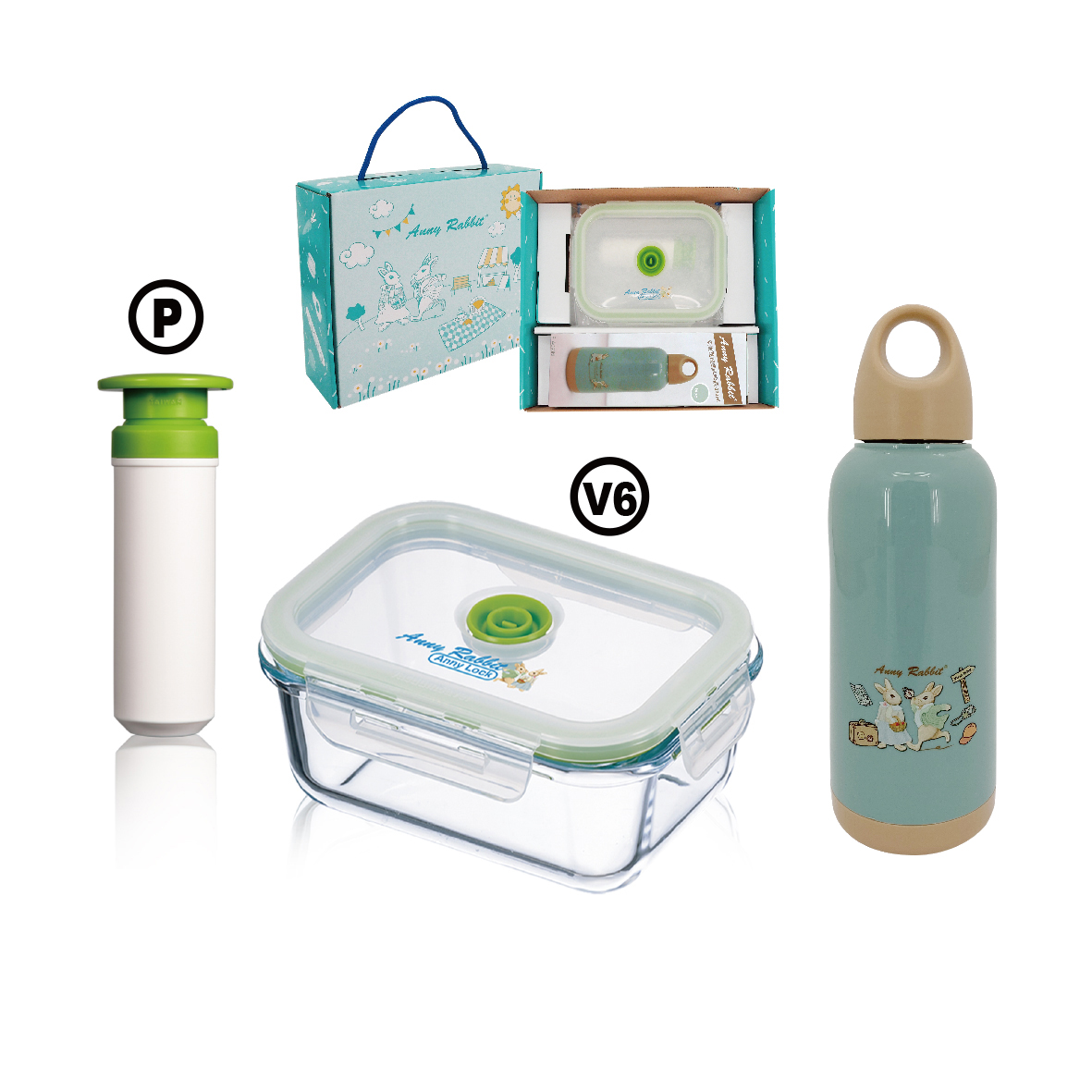 安妮兔真空640ML保鮮組+AN胖胖瓶300ml